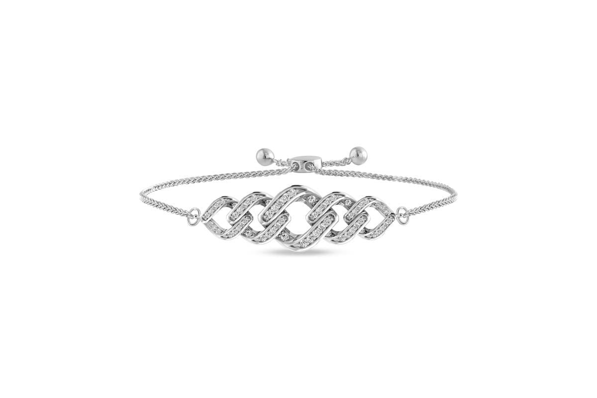 0.15 ct. tw. Natural Diamond 7" Inch Bracelet in 925 Sterling Silver