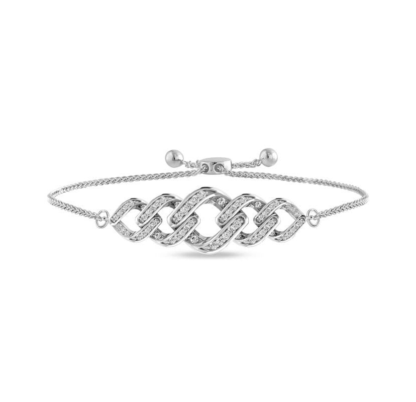 0.15 ct. tw. Natural Diamond 7" Inch Bracelet in 925 Sterling Silver