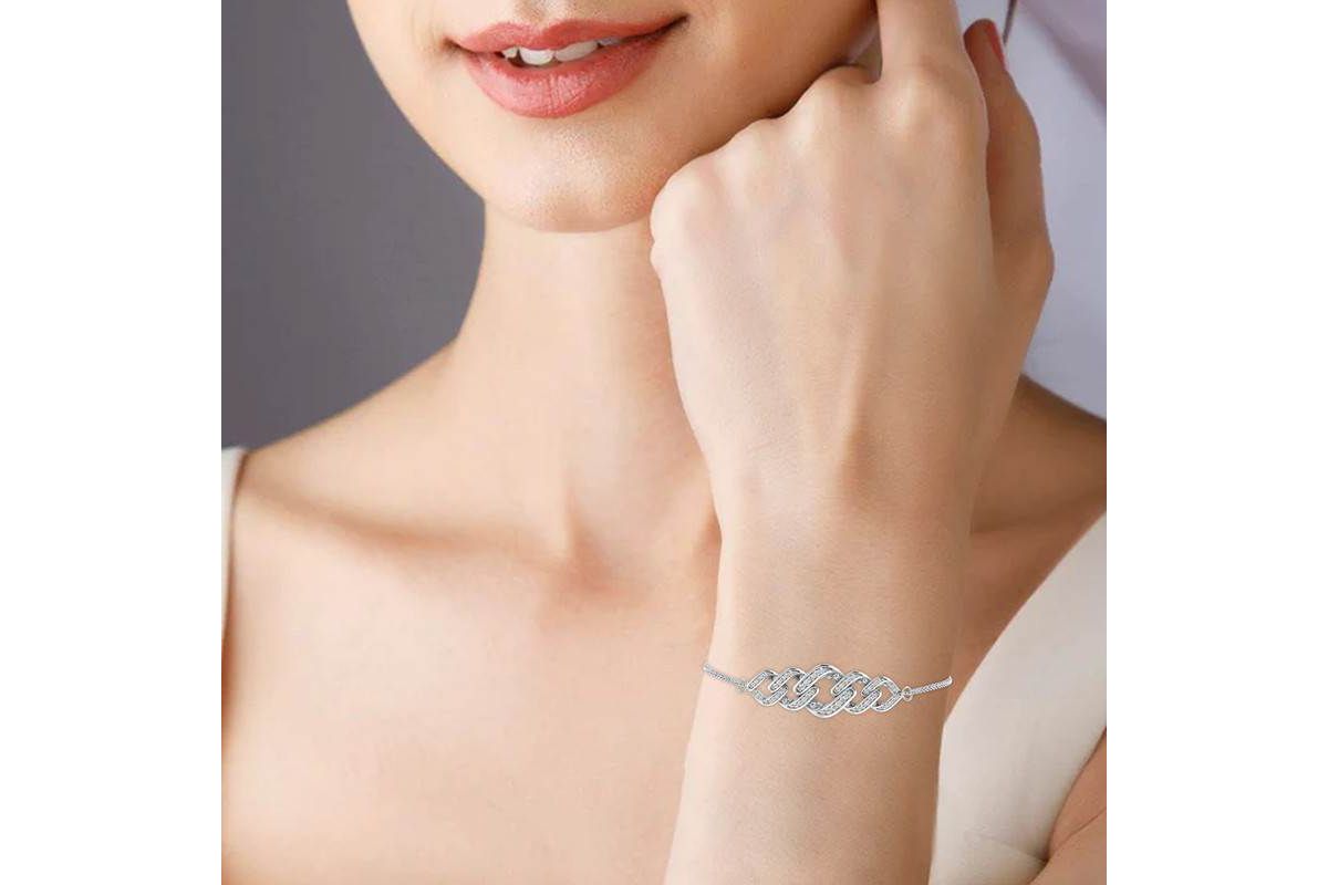 0.15 ct. tw. Natural Diamond 7" Inch Bracelet in 925 Sterling Silver