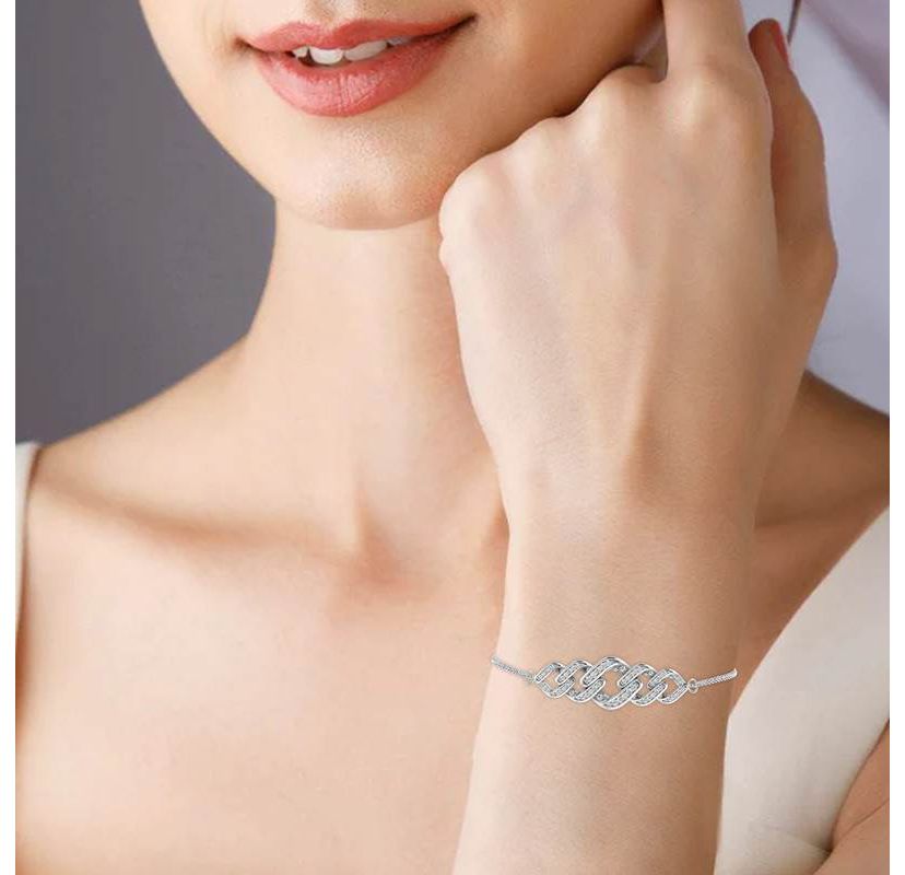 0.15 ct. tw. Natural Diamond 7" Inch Bracelet in 925 Sterling Silver