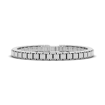 Alessandra Bettini 1.00 Ct.tw Natural Diamond Men's Link Bracelet 8.5" inches in 925 Sterling Silver, White, 8.5 in