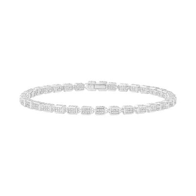 Alessandra Bettini Men's 1.50 Ct.tw Natural Diamond Fashion Bracelet in 925 Sterling Silver 8.5" inches, White, 8.5 in