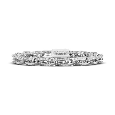 Alessandra Bettini Men's 3/4 Ct.tw Natural Diamond Link Bracelet in 8.5" inches 925 Sterling Silver, White, 8.5 in