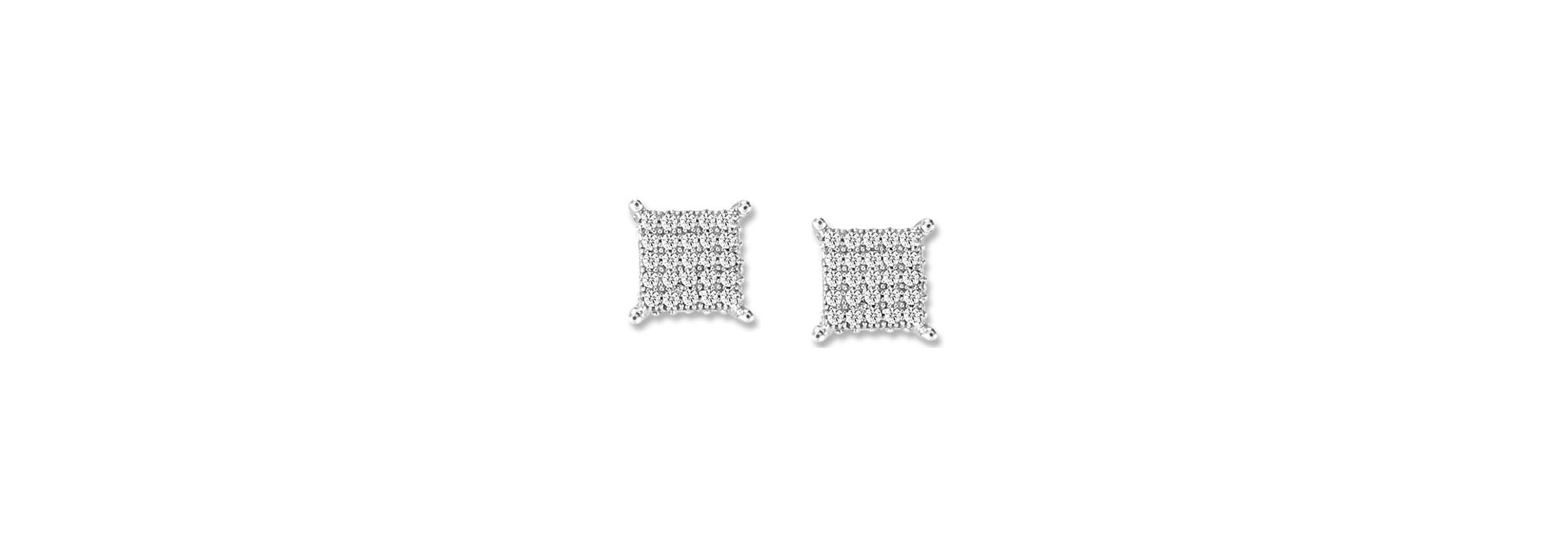 1/4 Ctw Natural Diamond Square Shape Stud Earrings in 925 Sterling Silver