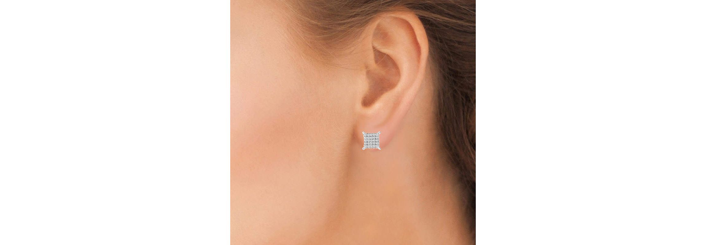 1/4 Ctw Natural Diamond Square Shape Stud Earrings in 925 Sterling Silver