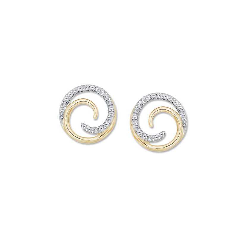 0.08 Ct.tw Natural Diamond Swirl Shape Stud Earrings in 14K Yellow Gold