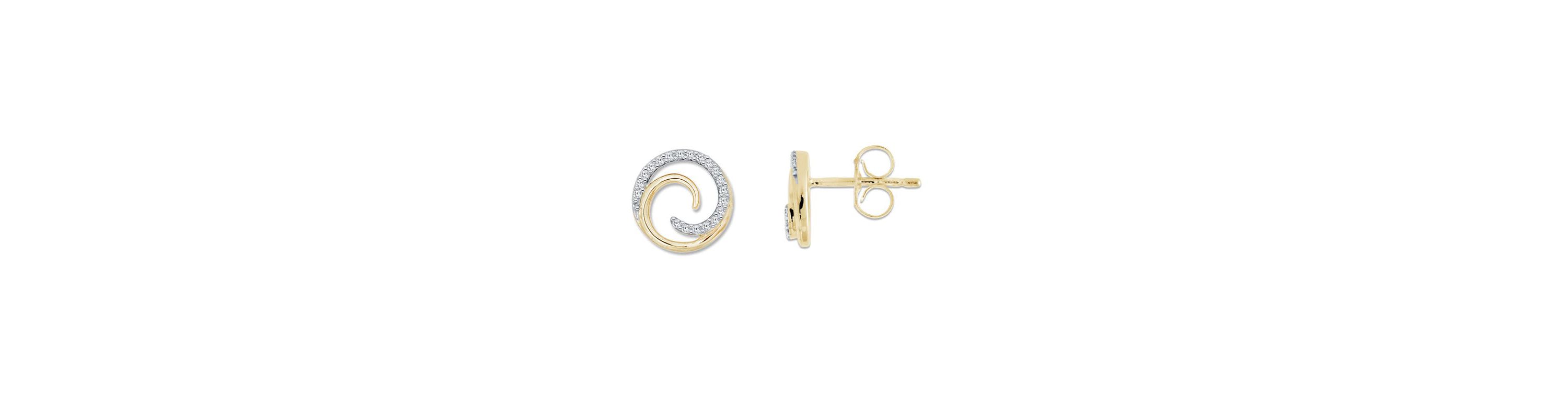 0.08 Ct.tw Natural Diamond Swirl Shape Stud Earrings in 14K Yellow Gold