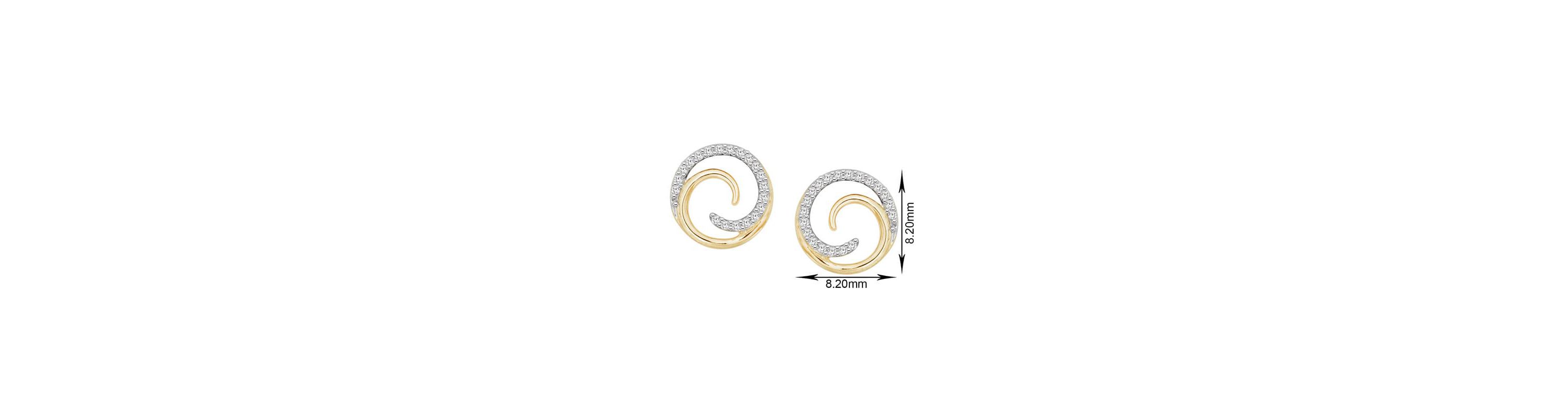 0.08 Ct.tw Natural Diamond Swirl Shape Stud Earrings in 14K Yellow Gold