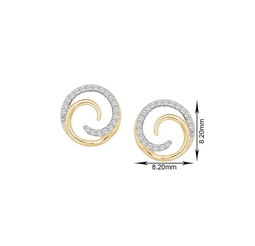 0.08 Ct.tw Natural Diamond Swirl Shape Stud Earrings in 14K Yellow Gold