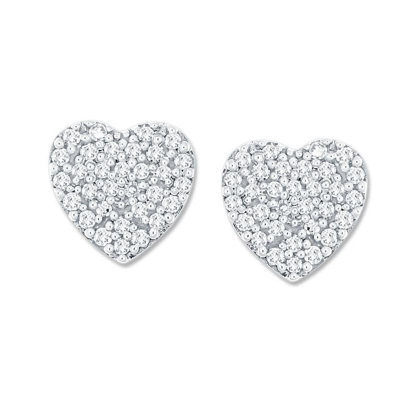 0.17 Ct.tw Natural Diamond Heart Shape Stud Earrings in 10K White Gold