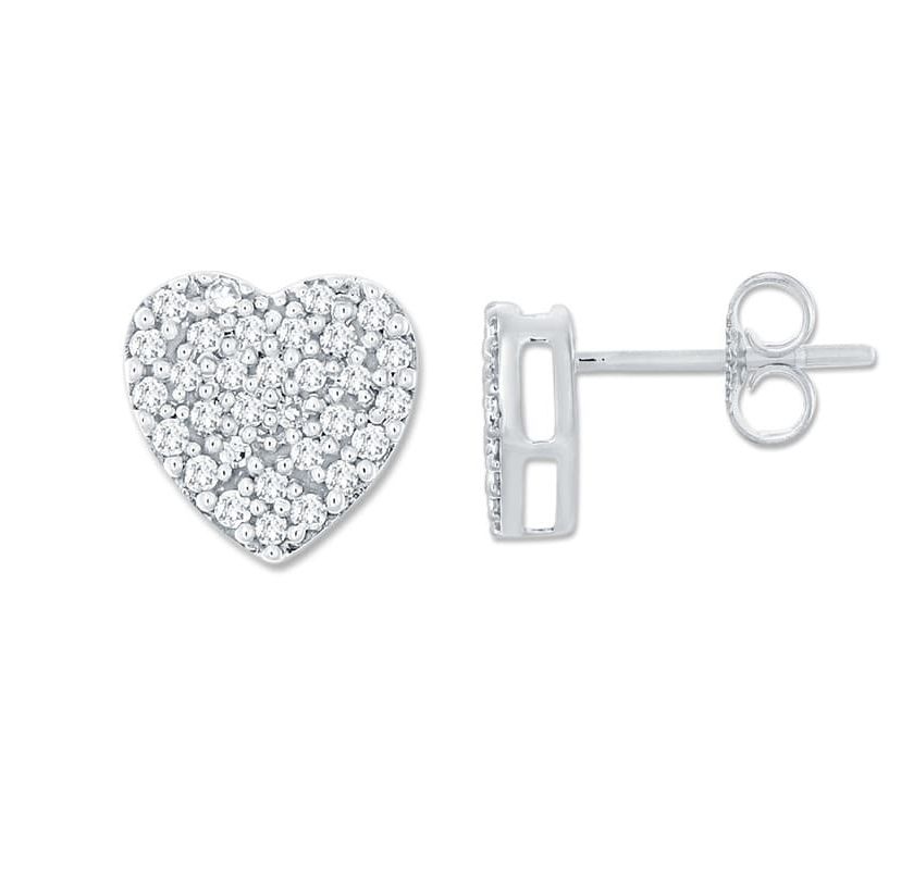 0.17 Ct.tw Natural Diamond Heart Shape Stud Earrings in 10K White Gold
