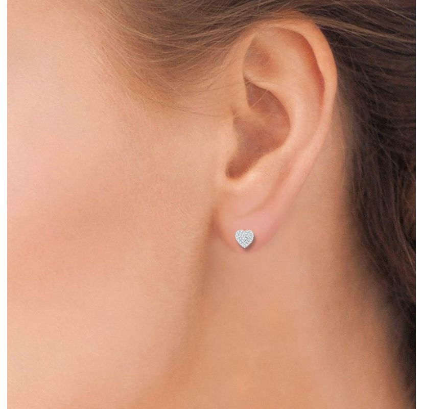 0.17 Ct.tw Natural Diamond Heart Shape Stud Earrings in 10K White Gold