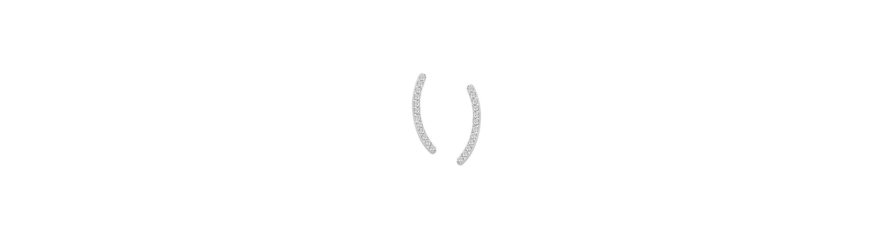 0.070 ctw Natural Diamond Curve Shape Stud Earrings in 10K White Gold