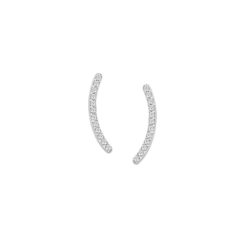 0.070 ctw Natural Diamond Curve Shape Stud Earrings in 10K White Gold