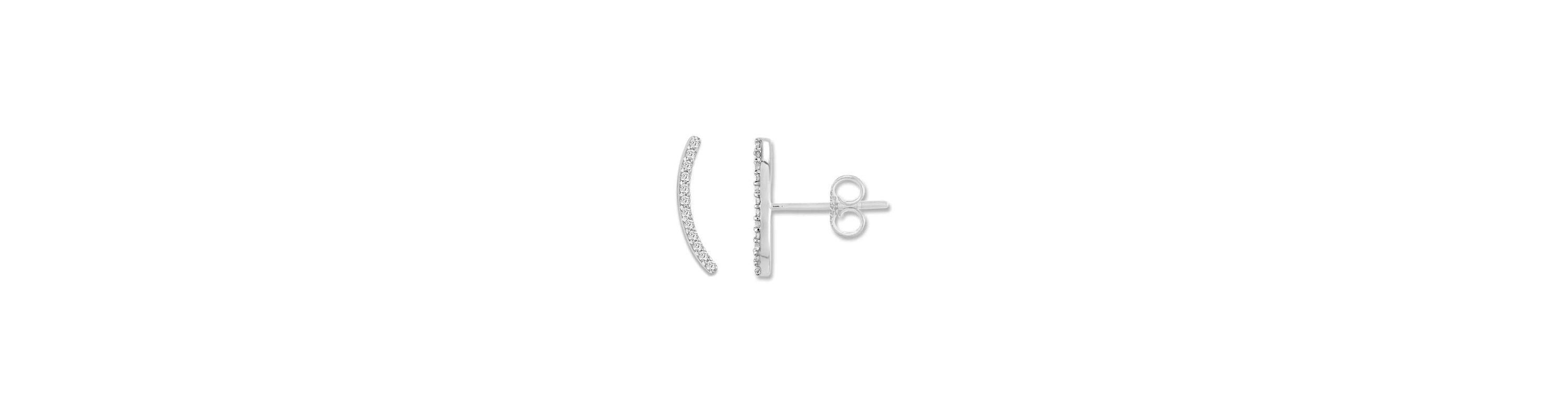 0.070 ctw Natural Diamond Curve Shape Stud Earrings in 10K White Gold