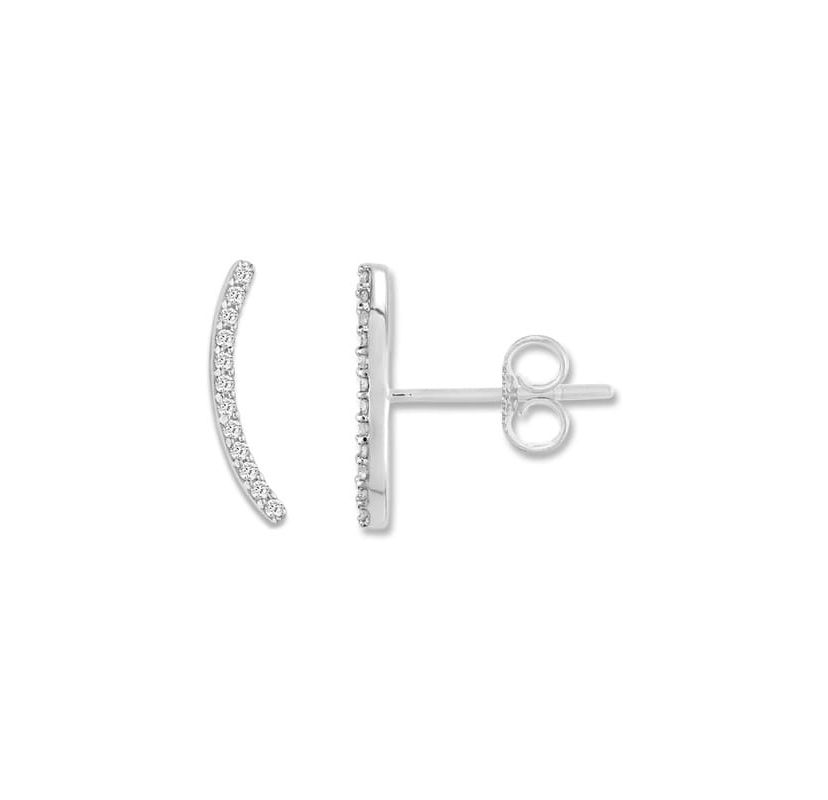 0.070 ctw Natural Diamond Curve Shape Stud Earrings in 10K White Gold