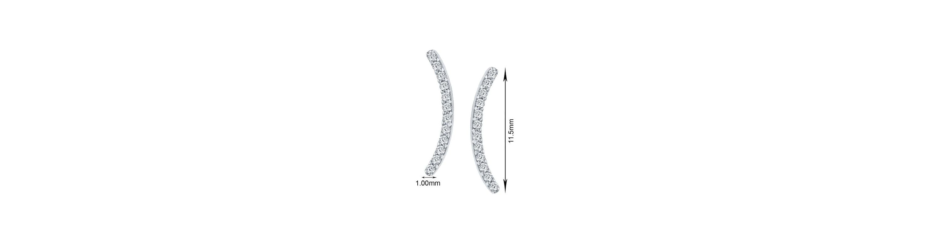 0.070 ctw Natural Diamond Curve Shape Stud Earrings in 10K White Gold