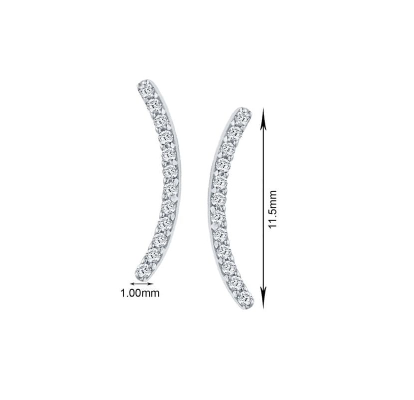 0.070 ctw Natural Diamond Curve Shape Stud Earrings in 10K White Gold