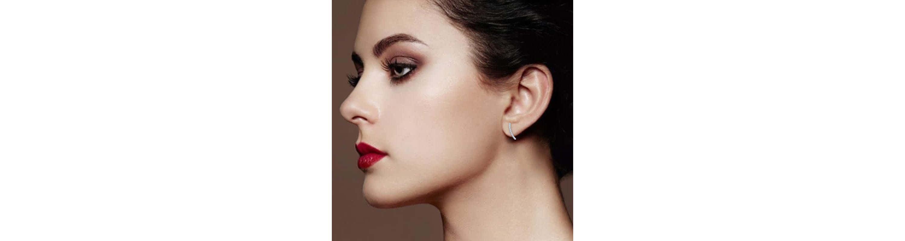 0.070 ctw Natural Diamond Curve Shape Stud Earrings in 10K White Gold