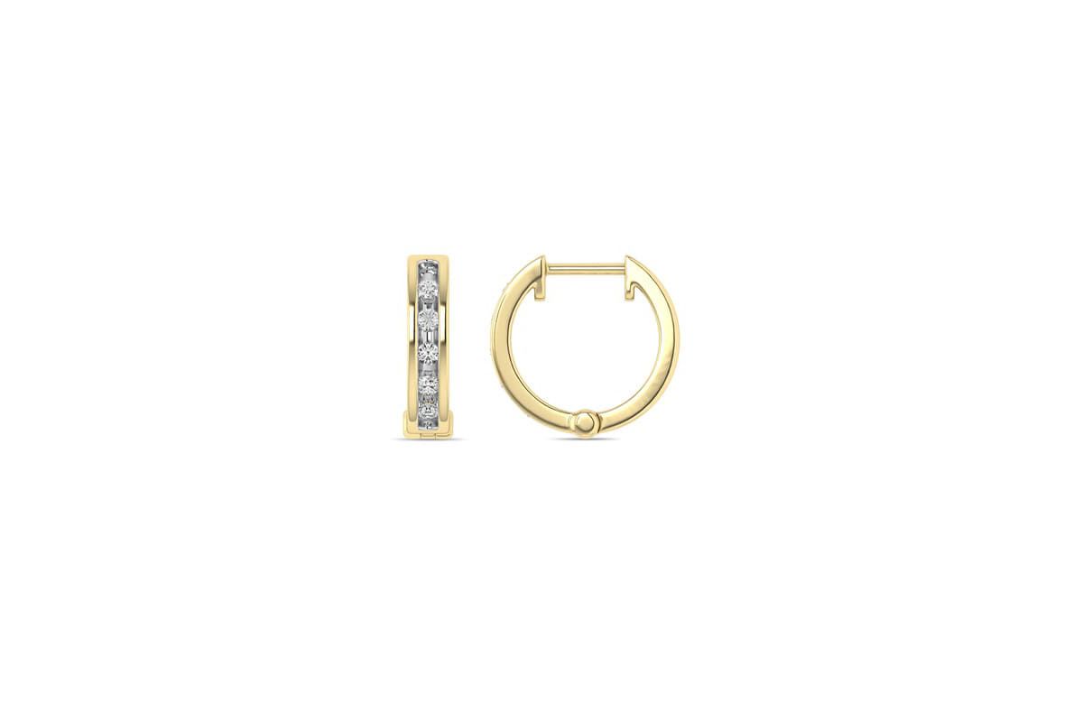 1/10 Ct.tw Natural Diamond Hoop Earrings in 10K Yellow Gold