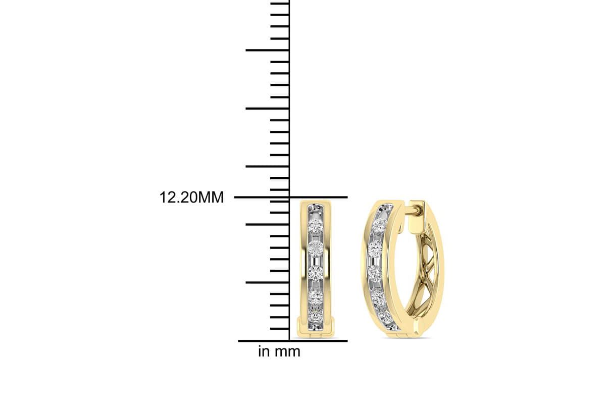1/10 Ct.tw Natural Diamond Hoop Earrings in 10K Yellow Gold