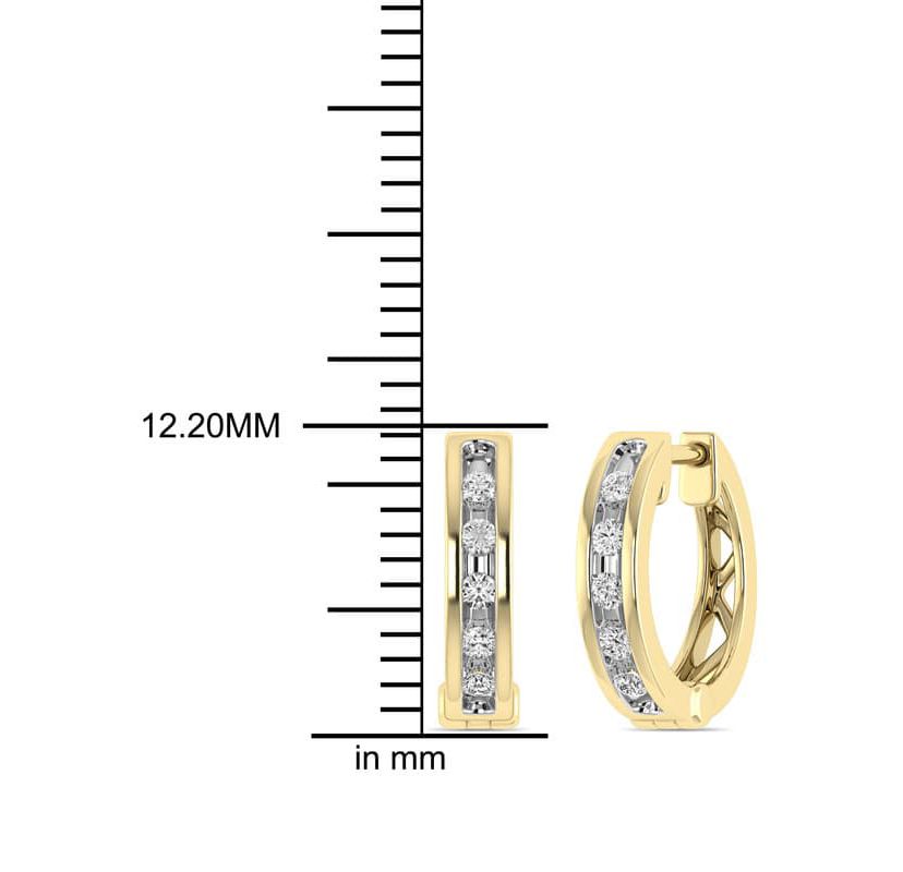 1/10 Ct.tw Natural Diamond Hoop Earrings in 10K Yellow Gold