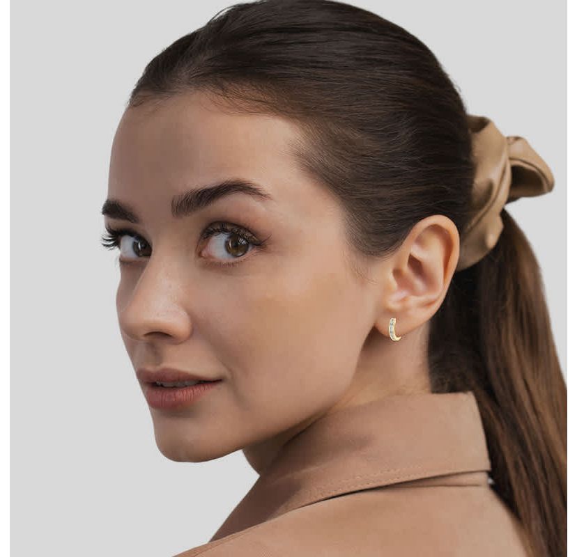 1/10 Ct.tw Natural Diamond Hoop Earrings in 10K Yellow Gold