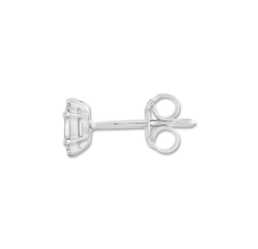 0.12 Ct.tw Baguette & Round Natural Diamond Stud Earrings for in 10K White Gold