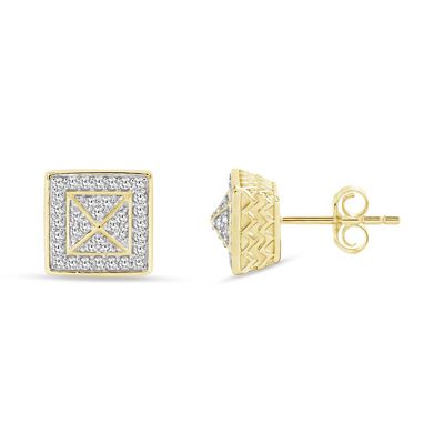 Alessandra Bettini Men's 1/4 Ct.tw Natural Diamond Square shape Stud Earrings in 10K Yellow Gold