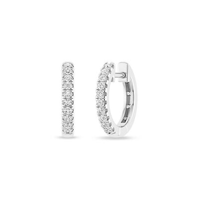 Alessandra Bettini 1/5 Ct.tw Round Cut Natural Diamond Huggie Hoop Earrings in 925 Sterling Silver, White