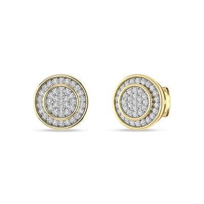 Alessandra Bettini 1/4 Ct.tw Round Cut Natural Diamond Circle Shape Push Back Stud Earrings in 925 Sterling Silver Yellow Plated