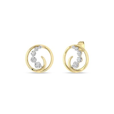 Alessandra Bettini 1/2 Cttw Natural Diamond Swirl Earrings Push Back Studs in 10K Yellow Gold