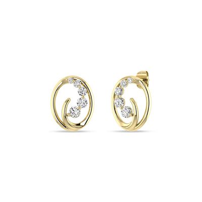 Alessandra Bettini 1/2 Cttw Natural Diamond Oval Shape Swirl Earrings Push Back Stud in 10K Yellow Gold