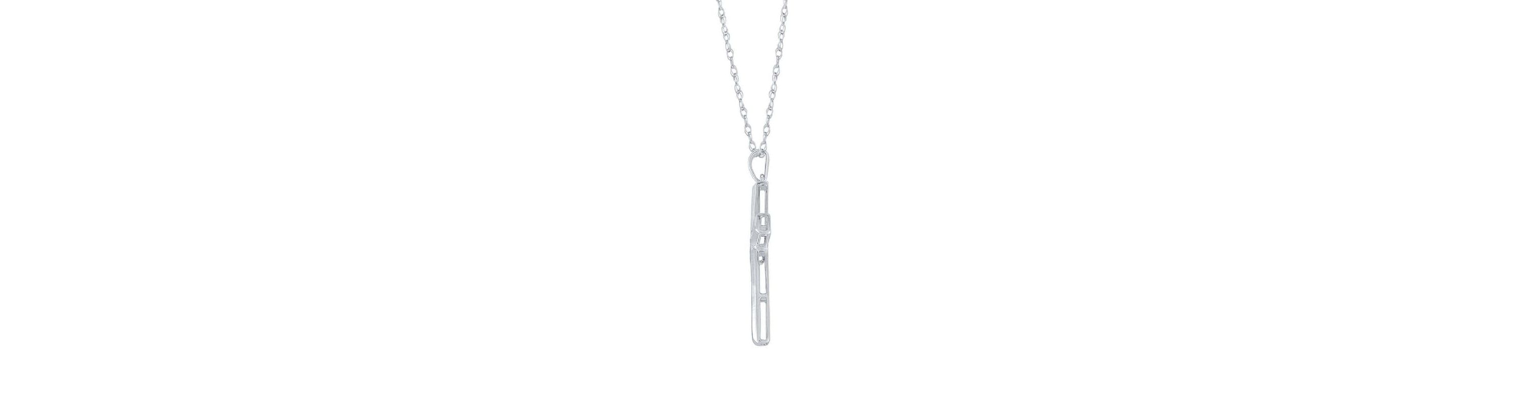 1/4 Ct.tw Natural Diamond Cross Shape Pendant in 10K White Gold