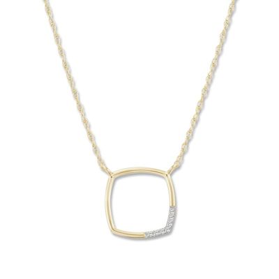 Alessandra Bettini 020 Cttw Natural Diamond Square Shape Pendant in 10K Yellow Gold, 18 in