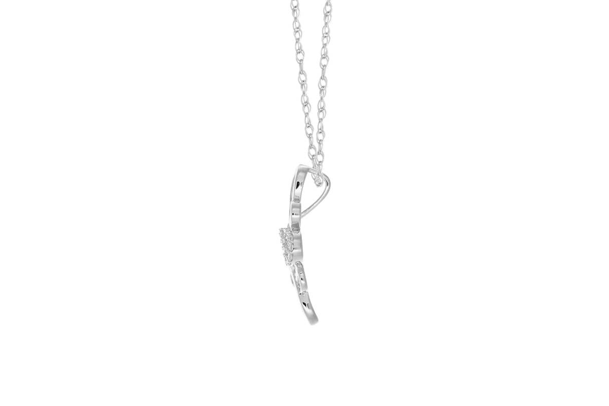 1/10 Ct.tw Natural Diamond Flower Knot Shape Pendant in 10K White Gold