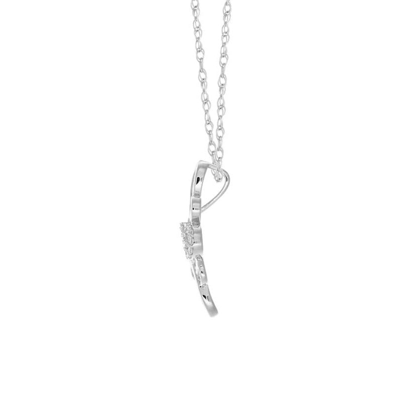 1/10 Ct.tw Natural Diamond Flower Knot Shape Pendant in 10K White Gold