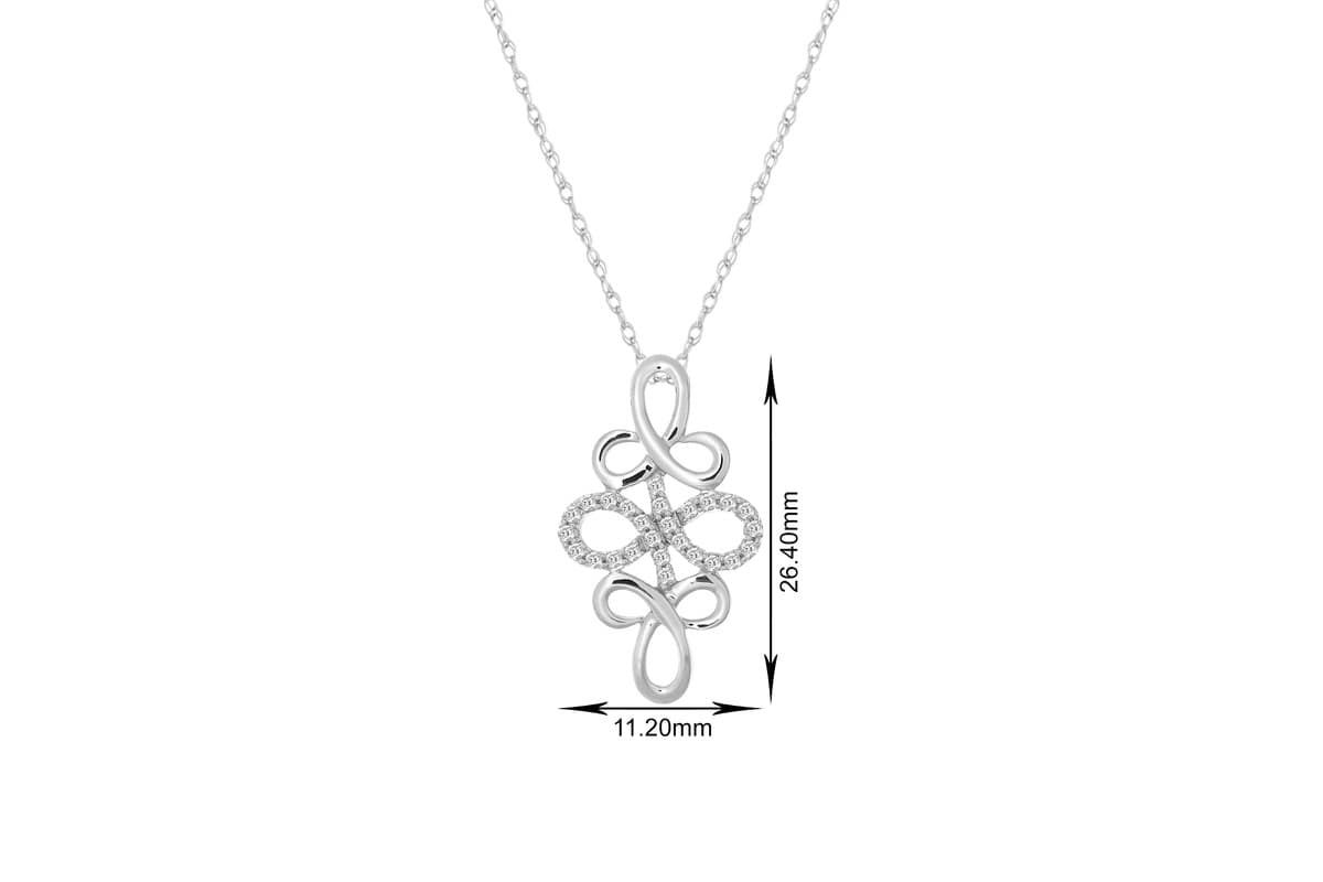 1/10 Ct.tw Natural Diamond Flower Knot Shape Pendant in 10K White Gold