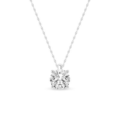 Alessandra Bettini 1/4 Ct.tw Round Cut Natural Diamond Solitaire Pendant with 18" Chain Necklace in 925 Sterling Silver