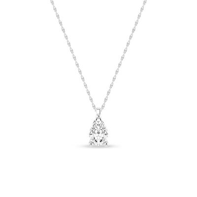 Alessandra Bettini 1/4 Ct.tw Pear Cut Natural Diamond Solitaire Pendant Necklace with 18" inch Chain in 925 Sterling Silver, White, 18 in