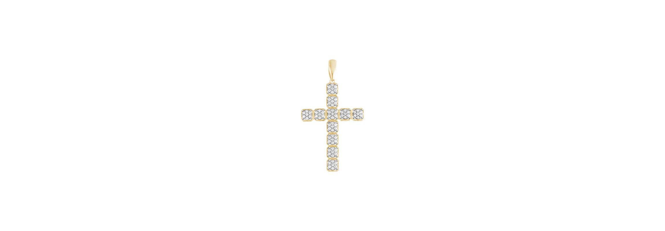 3/4 ct. tw. Natural Diamond Cross Pendant in 10K Yellow Gold