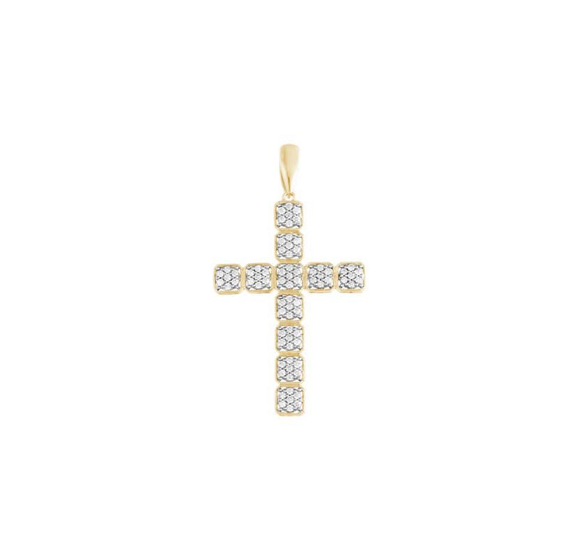 3/4 ct. tw. Natural Diamond Cross Pendant in 10K Yellow Gold