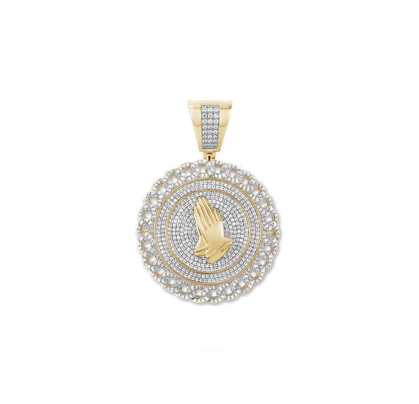 2.50 ct. tw. Natural Diamond Praying Hand Pendant in 10K Yellow Gold