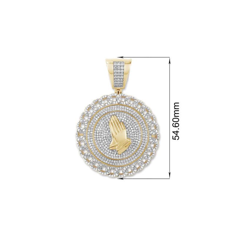 2.50 ct. tw. Natural Diamond Praying Hand Pendant in 10K Yellow Gold