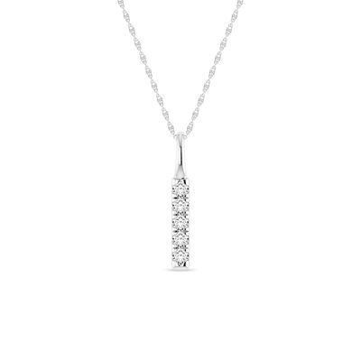 Alessandra Bettini 0.07 Ct.tw Round Cut Natural Diamond Minimalist Bar Shape Pendant for Womens with 18" inch Chain in 925 Sterling Silver, White, 18