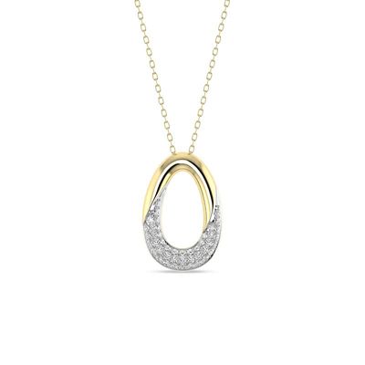Alessandra Bettini 1/7 Cttw Round Cut Natural Diamond Open Pear Shape Pendant with 18" Cable Chain in 10K Yellow Gold