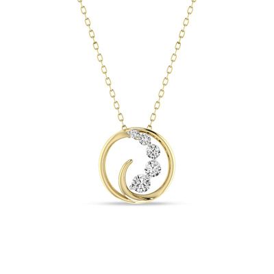 Alessandra Bettini 1/3 Cttw Natural Diamond Swirl Pendant with 18" Cable Chain in 10K Yellow Gold, 18 in