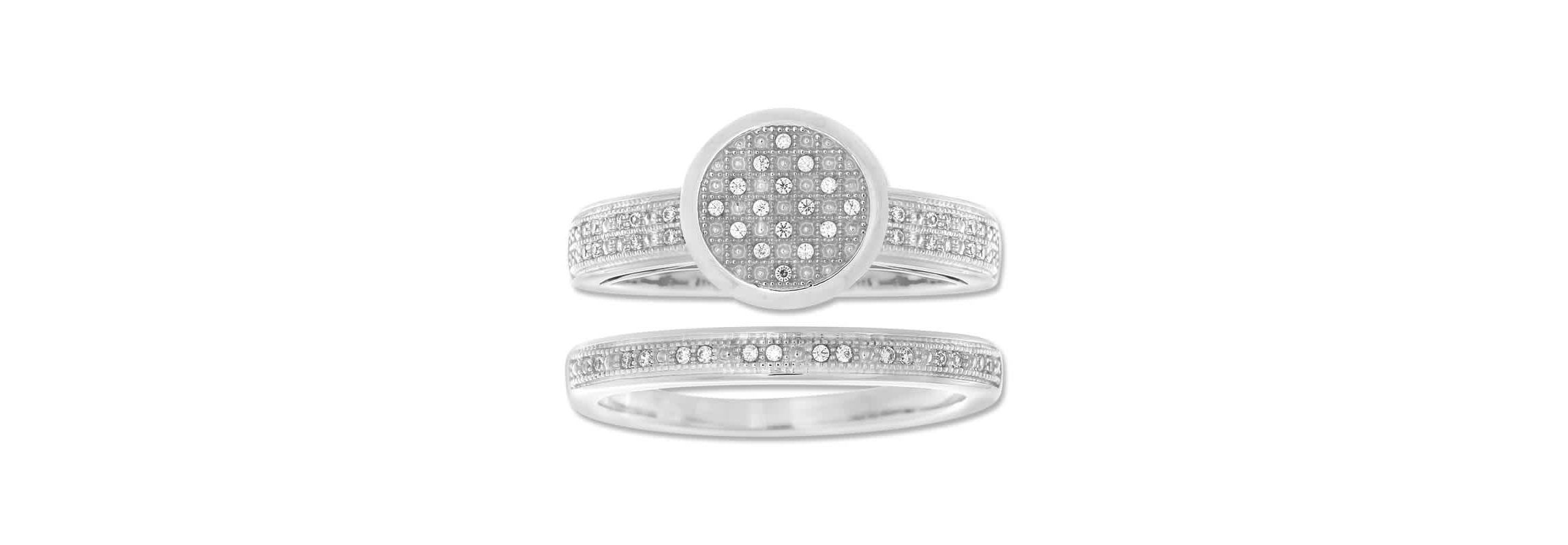 0.15 Ct.tw Natural Diamond Bridal Ring Set in 925 Sterling Silver