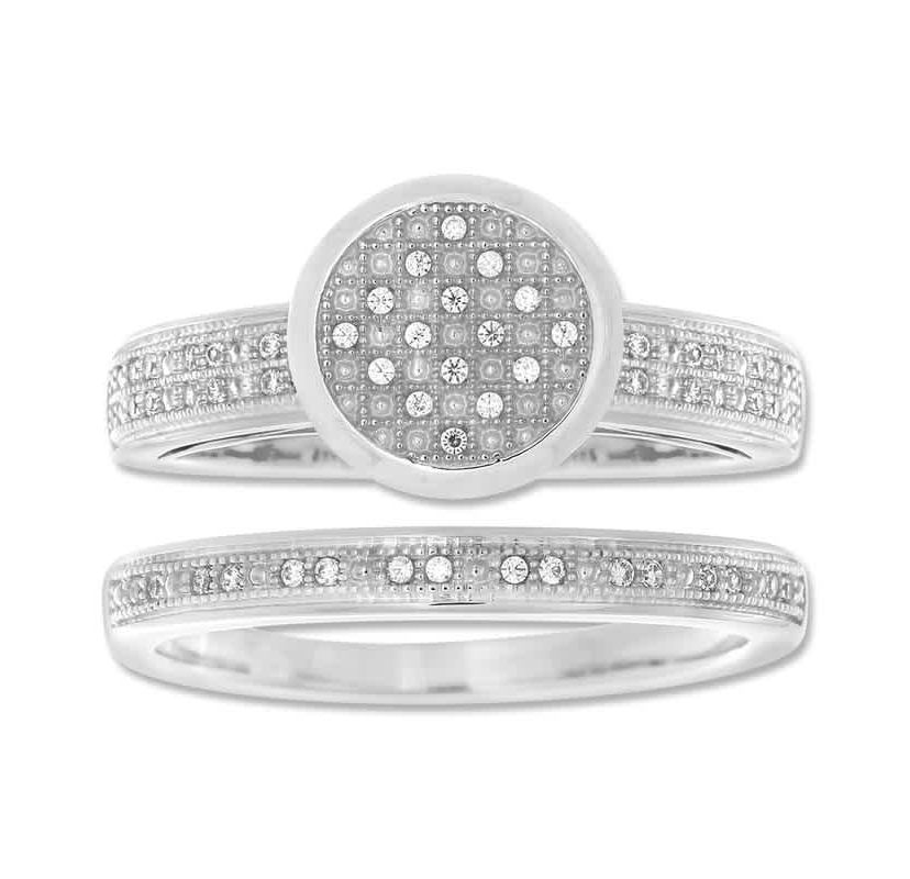 0.15 Ct.tw Natural Diamond Bridal Ring Set in 925 Sterling Silver