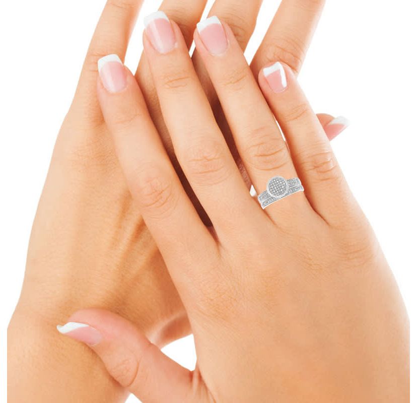 0.15 Ct.tw Natural Diamond Bridal Ring Set in 925 Sterling Silver